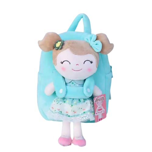 Rucsac personalizat model Girl turquoise cu jucarie detasabila, cresa/gradinita